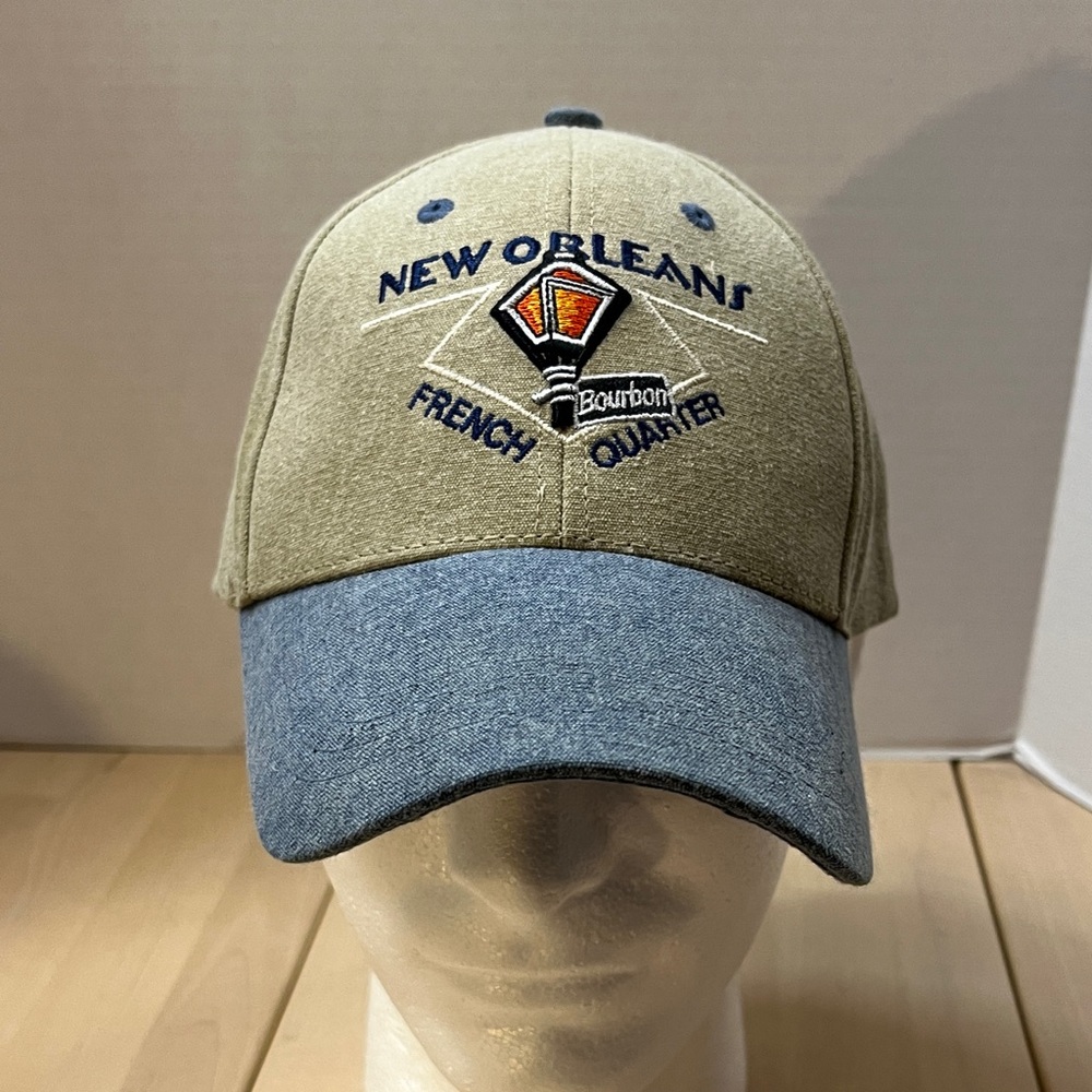 New Orleans French Quarter Tan & Blue Cotton Baseball Hat Cap by Sun Products